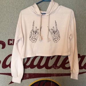 Cropped skeleton hands hoodie